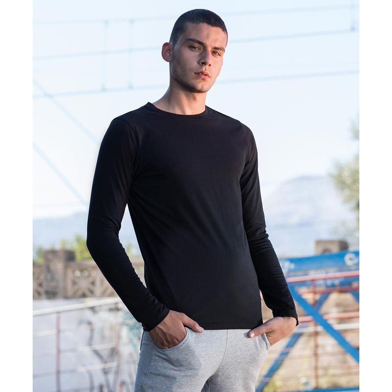 Feel good long sleeved stretch t-shirt - Heather Blue S